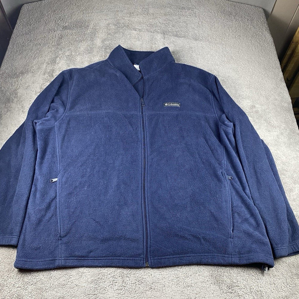 Columbia Full Zip Jacket High Collar Mens 3X Blue Navy Long Sleeve